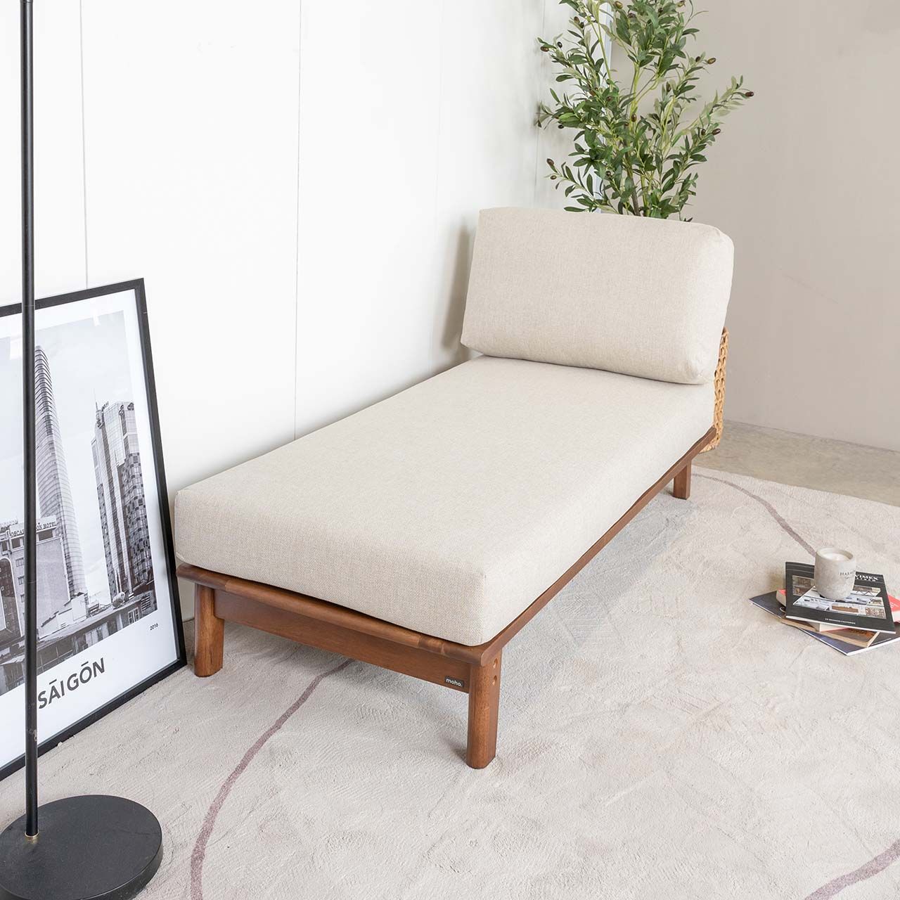 Ghế Sofa Góc Gỗ Cao Su Tự Nhiên MOHO VLINE 601
